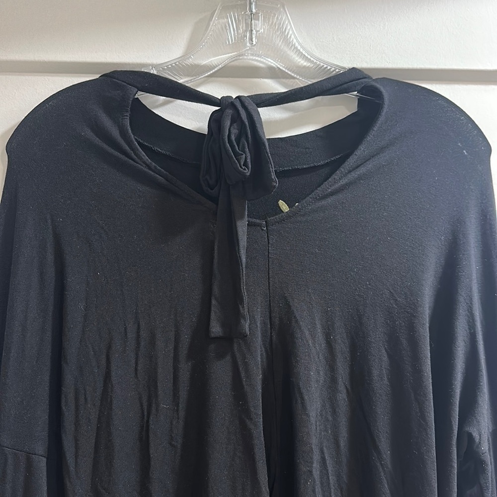 Women’s Black High Neck Long Sleeve Shirt Embroidered Blouse Top Small - Picture 6 of 10